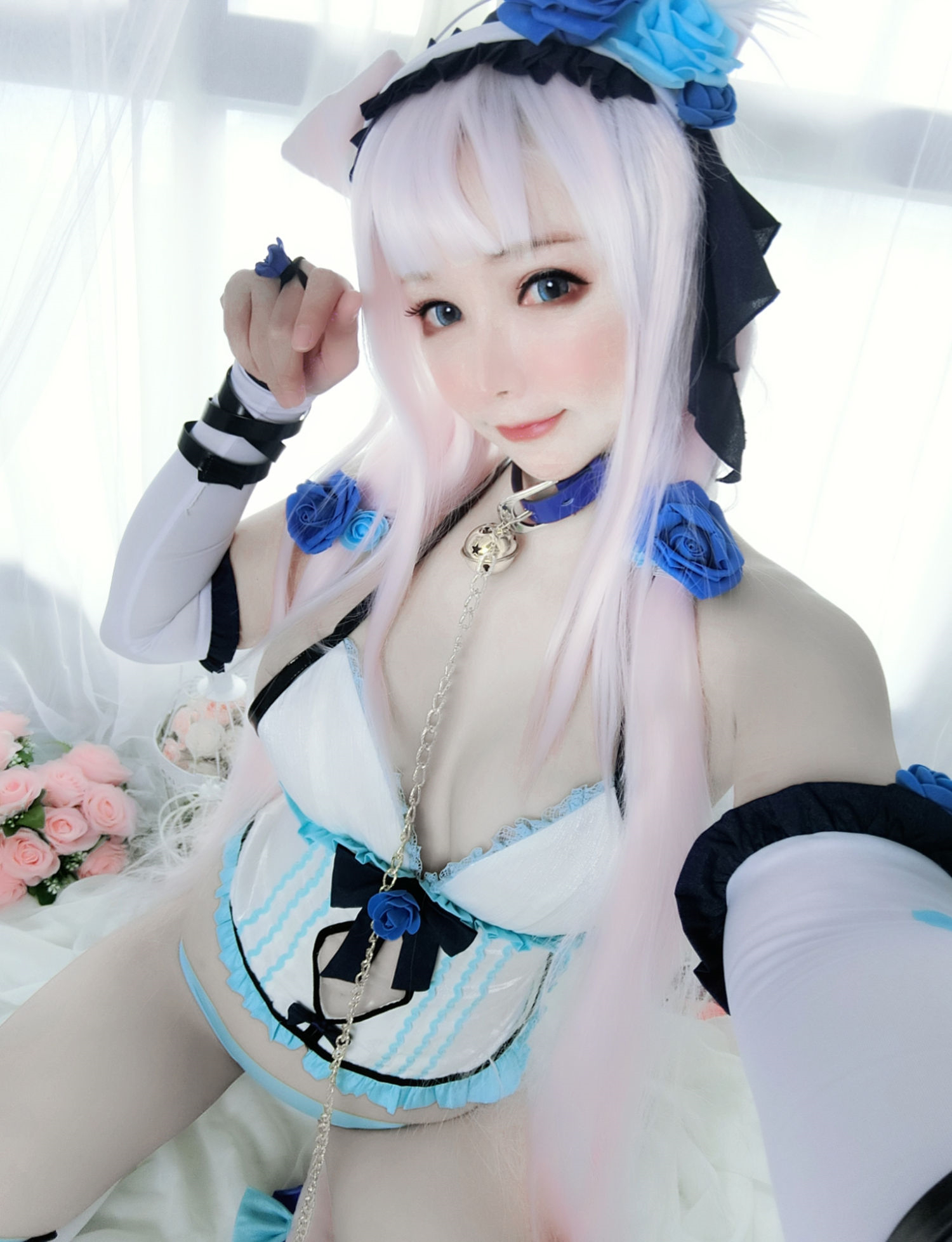 Kitkat白发猫娘冷蓝配色 Kitkat白发猫娘冷蓝配色